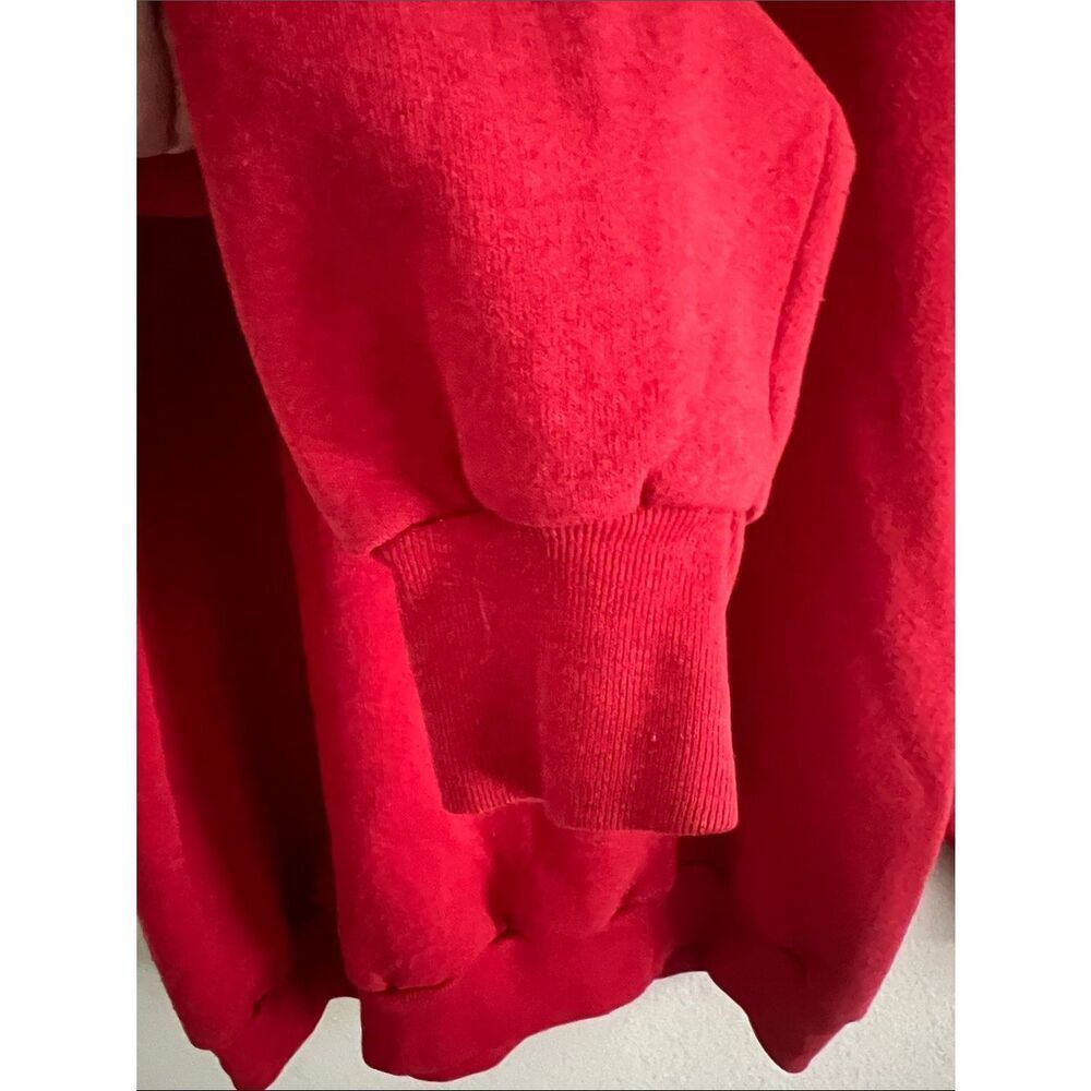 Vintage Christmas Teddy Bear Sweatshirt Red Toy Train Gifts Holiday Womens L USA - Picture 5 of 5